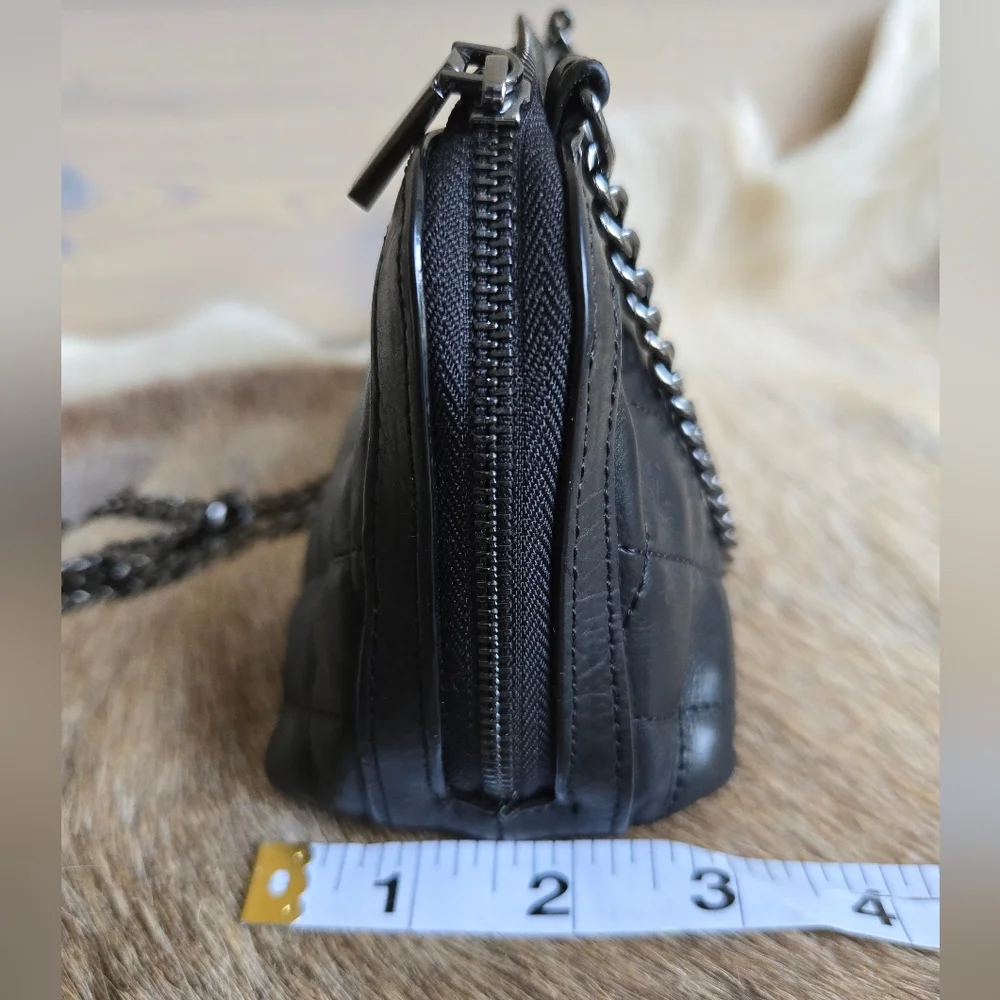 Rare!! MZ Wallace Black Leather Emily Crossbody with Blue Interior - Picture 8 of 12